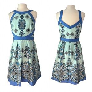 KATHERINE KELLY Sz 8 Dress Lacey Reef Coal Aloe Fit & Flare